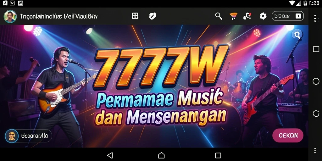 Tampilan utama gameplay <strong>7777W</strong> dengan elemen musik yang menarik.