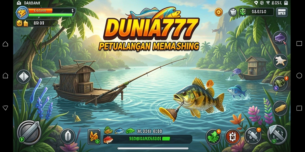 Tampilan menarik dari gameplay DUNIA777 saat memancing ikan.