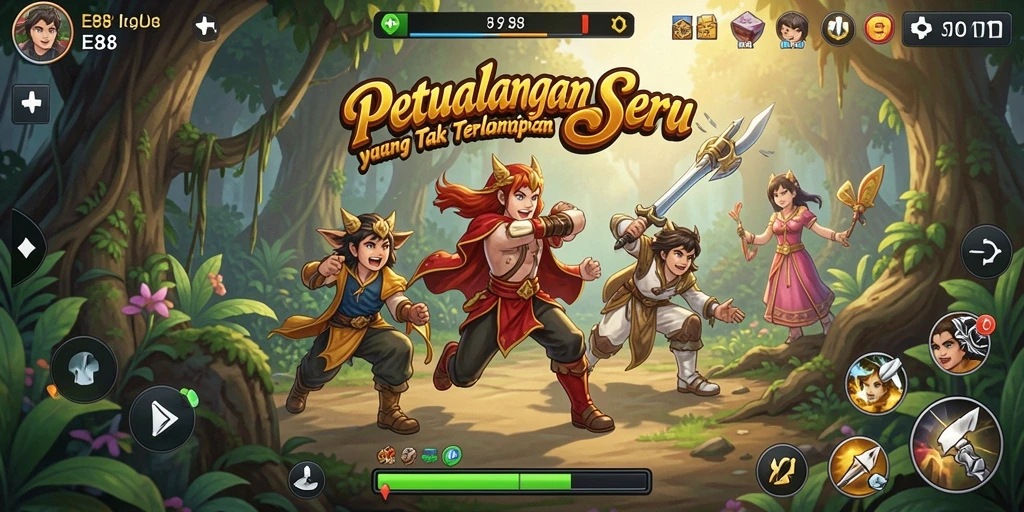 Tampilan gameplay E88 yang mendebarkan di dunia petualangan.