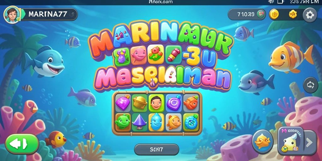 Tampilan gameplay MARINA77 dengan kombinasi elemen yang cerah.