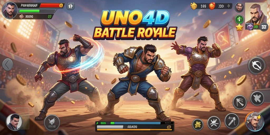 Gameplay Battle Royale yang menegangkan di UNO4D.